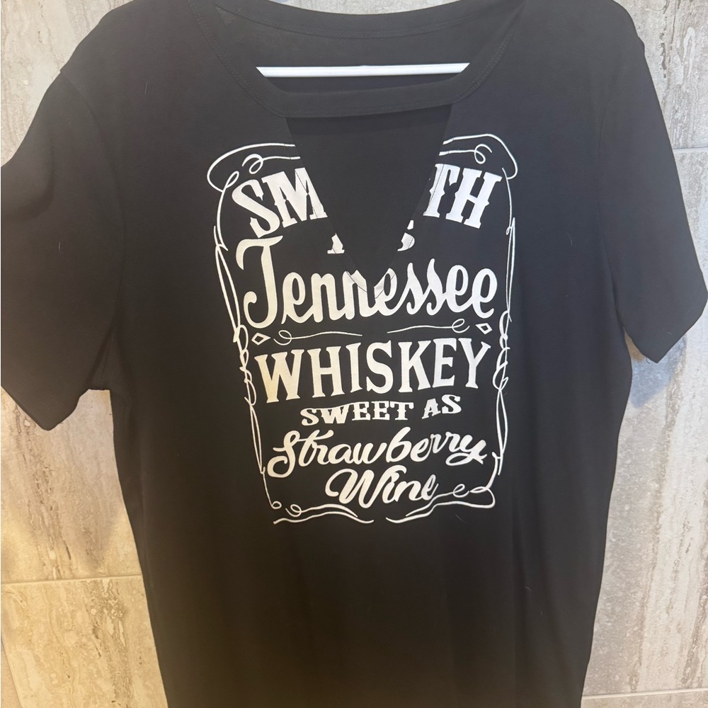 Black Graphic Tee with Whiskey Print